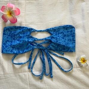 Blue Strapless Bandeau Bikini Swimsuit Top Size Small